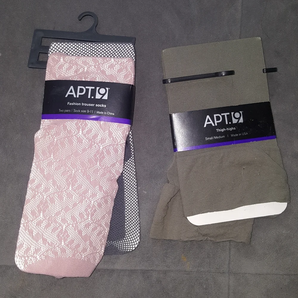 3 Lace thigh‎ highs & socks
